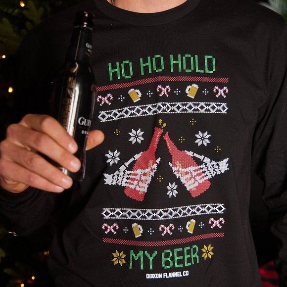 Dixxon HO HO HOLD MY BEER Men's Long Sleeve T-Shirt S - Picture 4 of 11